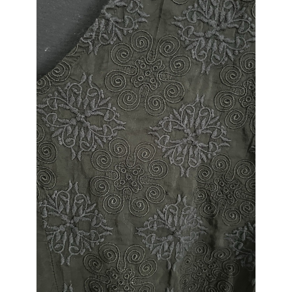 Johnny Was 4 Love And Liberty Black Top Womens M Embroidered Asymmetrical - Picture 2 of 8